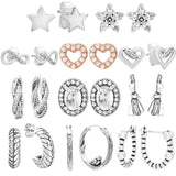 925 Silver Love Heart Bow Earring