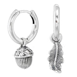 925 Silver Asymmetrical AlluEarring Heart Spiritual Feathers PAN Earring