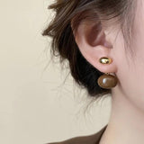 Vintage Oval Stud Earrings 925 Silver Needle For Women Gift