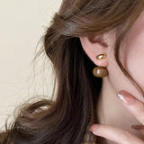 Vintage Oval Stud Earrings 925 Silver Needle For Women Gift