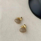 Vintage Oval Stud Earrings 925 Silver Needle For Women Gift