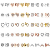 925 Silver Two Tone Golden Heart Stud Earrings Wedding Gift