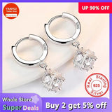 Antiallergic Silver 925 Earrings Zircon Stone Wedding Fine Jewelry