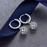 Antiallergic Silver 925 Earrings Zircon Stone Wedding Fine Jewelry