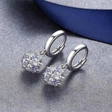 Antiallergic Silver 925 Earrings Zircon Stone Wedding Fine Jewelry