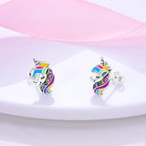 925 Silver Unicorn Stud Earrings For Women