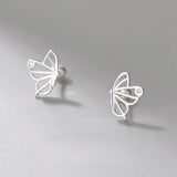Sterling Silver Hollow Out Butterfly Stud Earrings for Women