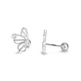 Sterling Silver Hollow Out Butterfly Stud Earrings for Women