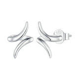 925 Sterling Silver Earphone Geometric Stud Earrings