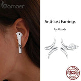 925 Sterling Silver Earphone Geometric Stud Earrings