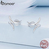 925 Sterling Silver Earphone Geometric Stud Earrings