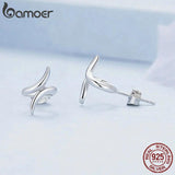 925 Sterling Silver Earphone Geometric Stud Earrings