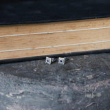 925 Silver Zircon Stud Earrings Retro Square Gothic Style
