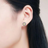 925 Silver CZ Crystal Turkey Evil Eye Earrings Yellow Rose