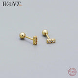 925 Silver Zircon Stud Earrings Women