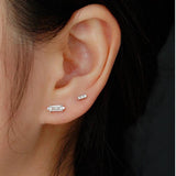 925 Silver Zircon Stud Earrings Women