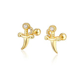 925 Silver Love Butterfly Star Crown Stud Earrings