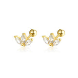 925 Silver Love Butterfly Star Crown Stud Earrings