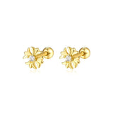 925 Silver Love Butterfly Star Crown Stud Earrings