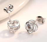 Pink Camellia Flower Stud Earrings 925 Silver Needle Earrings