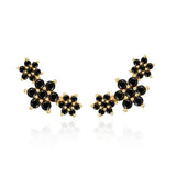 925 Silver Zircon Flower Stud Earrings Women Piercing Jewelry