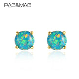 Green Fire Opal Earrings Sterling Silver 925 Vintage Stud Earings