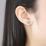 Green Fire Opal Earrings Sterling Silver 925 Vintage Stud Earings
