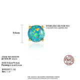 Green Fire Opal Earrings Sterling Silver 925 Vintage Stud Earings