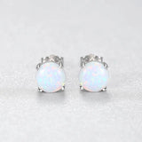 Green Fire Opal Earrings Sterling Silver 925 Vintage Stud Earings