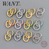 925 Sterling Silver CZ Round Ear Buckle for Women Punk Earrings