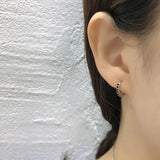 925 Sterling Silver CZ Round Ear Buckle for Women Punk Earrings