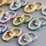 925 Sterling Silver CZ Round Ear Buckle for Women Punk Earrings