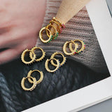 925 Sterling Silver CZ Round Ear Buckle for Women Punk Earrings