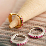 925 Sterling Silver CZ Round Ear Buckle for Women Punk Earrings