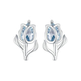 925 Silver Spinel Tulip Earrings Flower Studs for Women