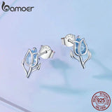 925 Silver Spinel Tulip Earrings Flower Studs for Women