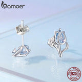 925 Silver Spinel Tulip Earrings Flower Studs for Women