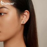 925 Silver Spinel Tulip Earrings Flower Studs for Women