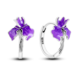 925 Silver Butterfly Tulips Hoop Earrings, Wedding Jewelry, Birthday Gift