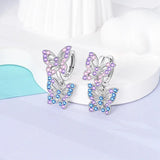 925 Silver Butterfly Tulips Hoop Earrings, Wedding Jewelry, Birthday Gift