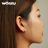 925 Silver Cat Earrings Oxidation Shining Ear Buckles for Women