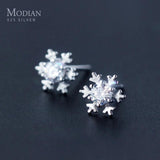 Snowflake CZ Stud Earrings 925 Sterling Silver Wedding Jewelry Brincos