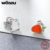 925 Silver Rabbit Stud Earrings for Women