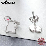 925 Silver Rabbit Stud Earrings for Women