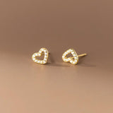 925 Silver Love Heart Mini Stud Earrings for Baby Women Birthday Gift