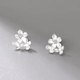 925 Silver Flower Stud Earrings Sweet Petal Forest System Earring