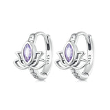 925 Silver Lotus Flower Earrings with Zircon