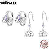 925 Silver Lotus Flower Earrings with Zircon