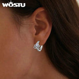 925 Silver Lotus Flower Earrings with Zircon