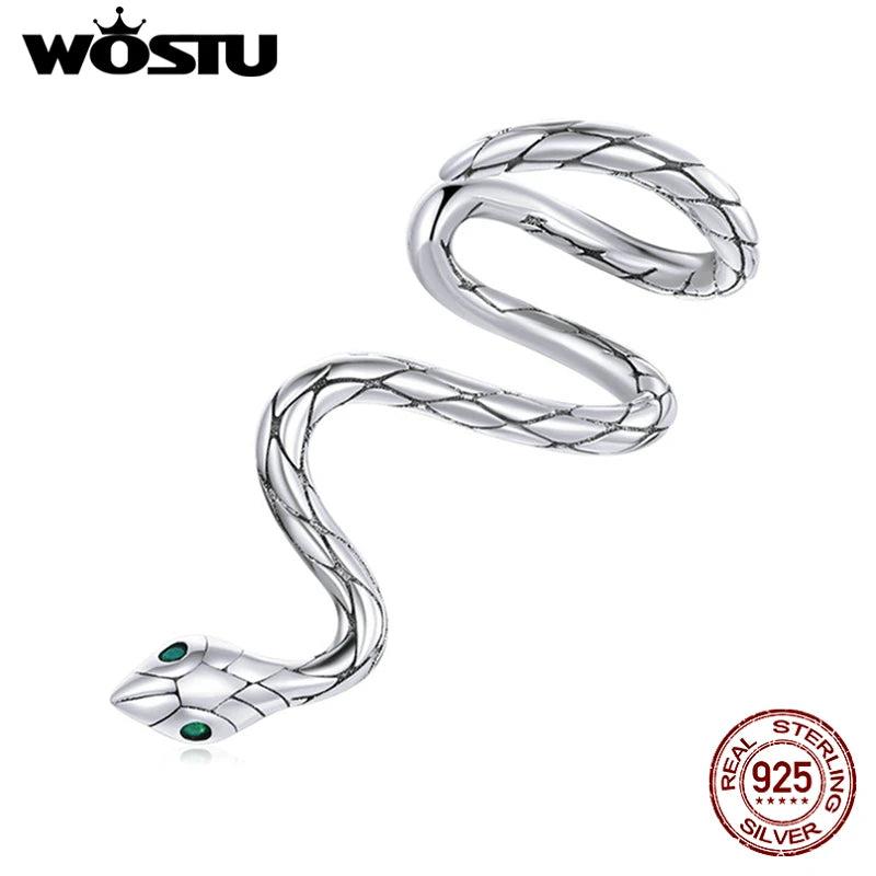 925 Sterling Silver Long Snake Stud Earrings for Women
